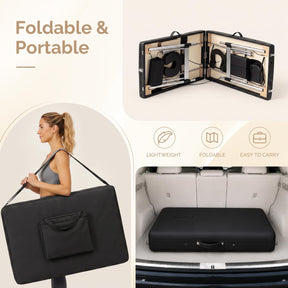 OmySalon FA-MB 84in Portable Height-Adjustable Physical Therapy Massage Table with Aluminum Frame, Face Cradle & Carrying Bag