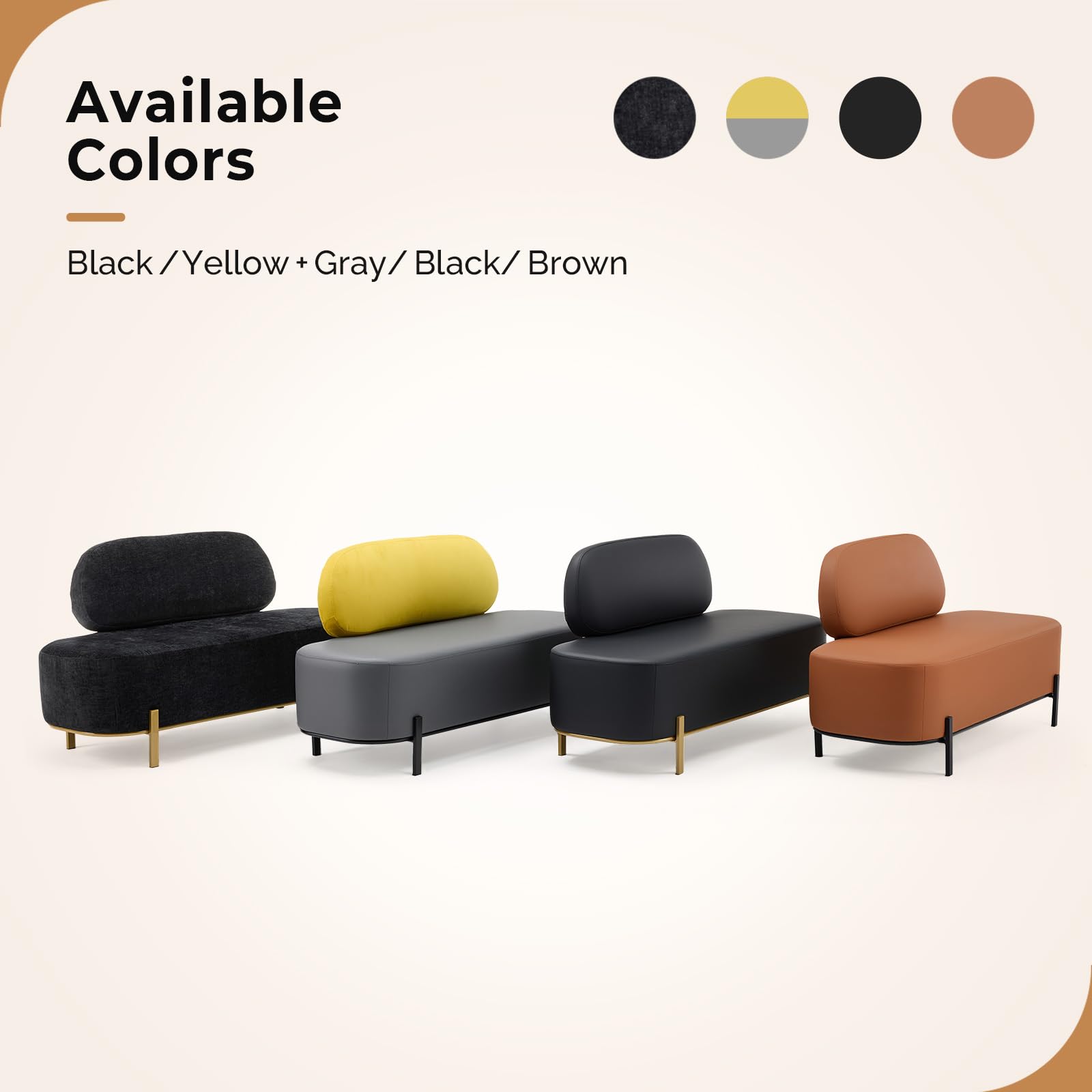 OmySalon WRB1801 55.1in Faux Leather Upholstered Waiting Room Reception Bench Chair with Backrest