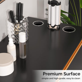 OmySalon HSCSM Salon Styling Storage Station w/Square Mirror & 3 Drawers 3 Hair Dryer Holders