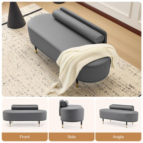 OmySalon WRB1601 53.5in Faux Leather Waiting Room Reception Bench Chair with Low Back
