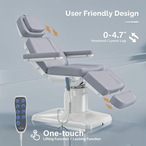 OmySalon LBT3 73in Multi-function 120° Rotation Electric Remote One-touch Operate 3 Motors Facial Massage Bed