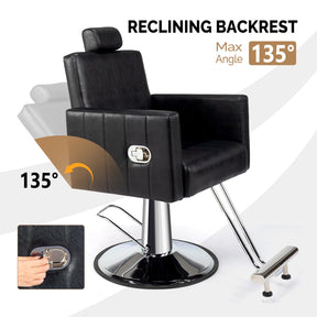 OmySalon SC2401 All Purpose Heavy Duty Reclining Hair Salon Chair w/Headrest and Embossed Pattern