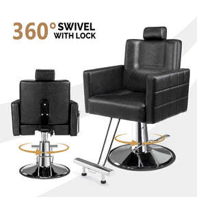 OmySalon SC2301 All Purpose Heavy Duty Hydraulic Reclining Hair Salon Chair w/Headrest