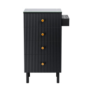 OmySalon SCWG Salon Styling Storage Station with Removable Glass Top & 4 Drawers 3 Hot Tool Holders