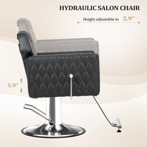 OmySalon SC3501 All Purpose Heavy Duty Hydraulic Reclining Salon Chair w/Headrest and Wave-pattern Armrests