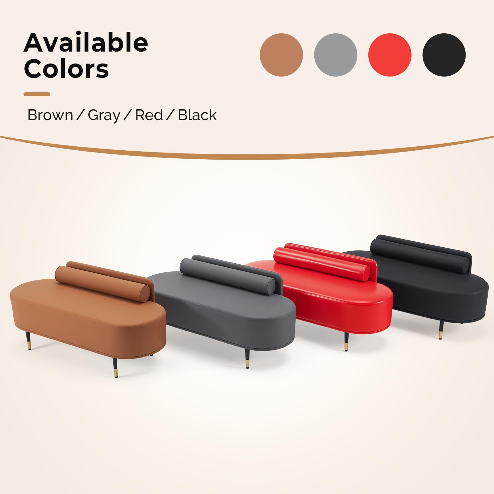 OmySalon WRB1601 53.5in Faux Leather Waiting Room Reception Bench Chair with Low Back