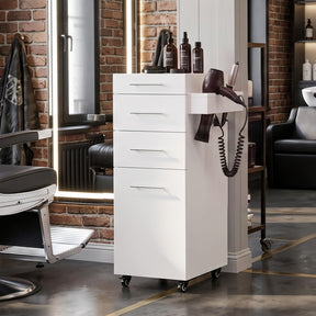 OmySalon SCTDOC Wooden Salon Trolley Cart with Wheels, 3 Drawers, Adjustable Shelf & Tool Holders