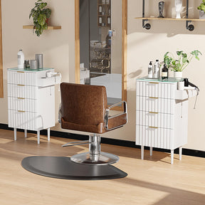 OmySalon SCGFD Modern Retro Salon Styling Station with Glass Top, 4 Drawers & 3 Hot Tool Holders