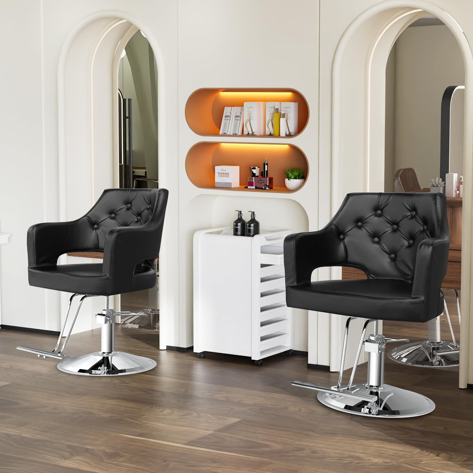 OmySalon SC2501 Sleek Heavy Duty Hydraulic 360-Degree Swivel Hair Stylist Salon Chair