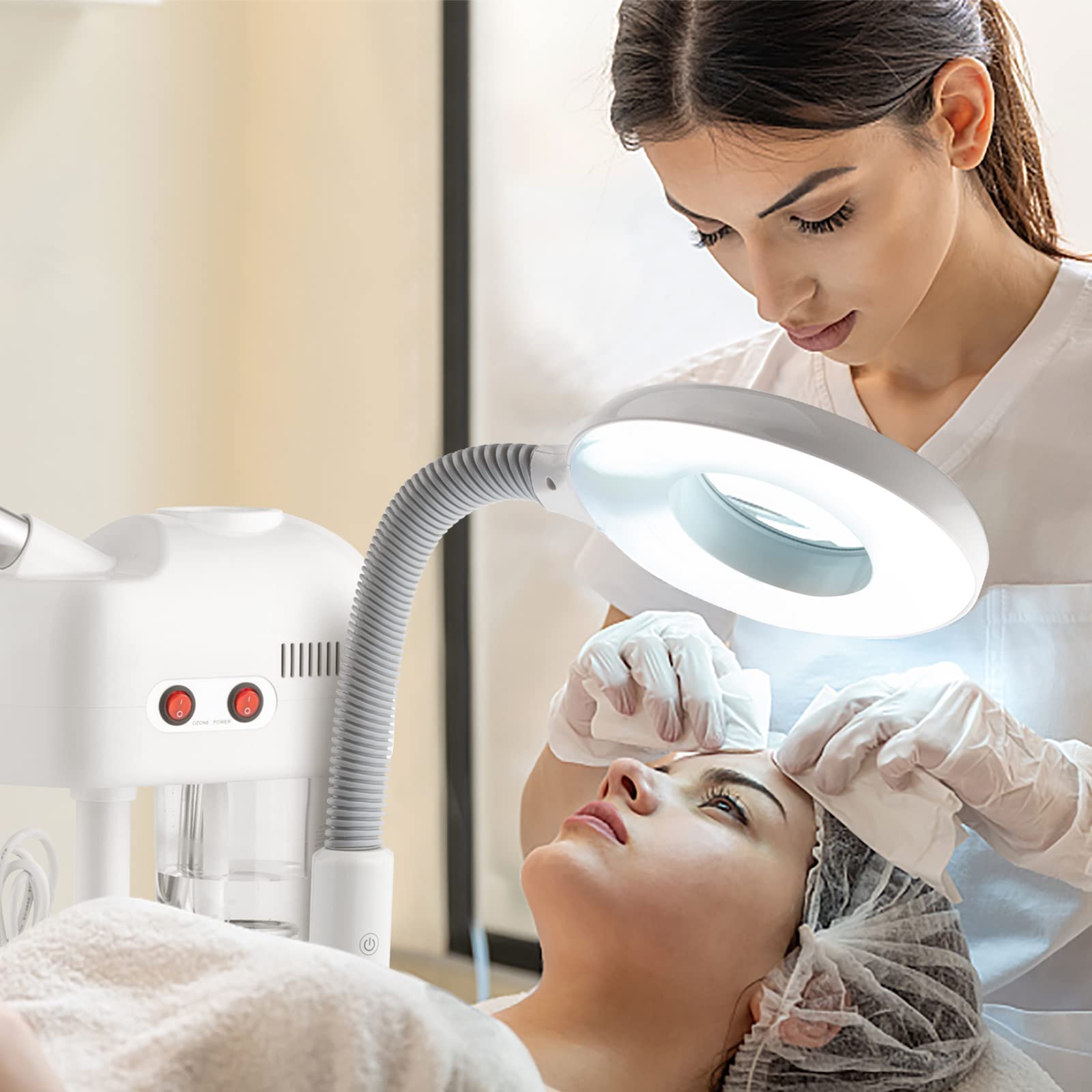 OmySalon 2 in 1 Facial Steamer with 3X Magnifying Lamp
