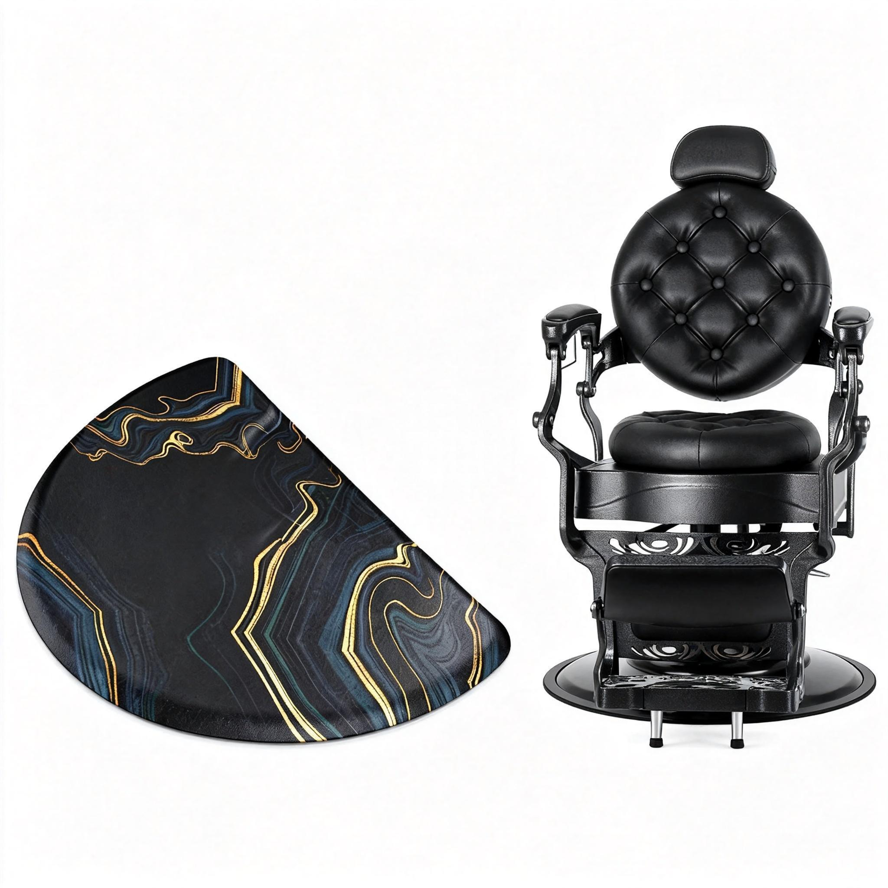 OmySalon Vintage Barber Chair & Anti-Fatigue Mat Bundle
