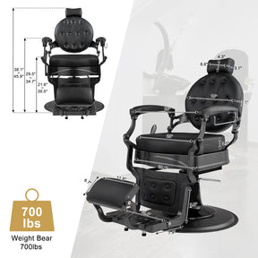 OmySalon BC1601 Vintage Style Heavy Duty Hydraulic Recline Barber Chair