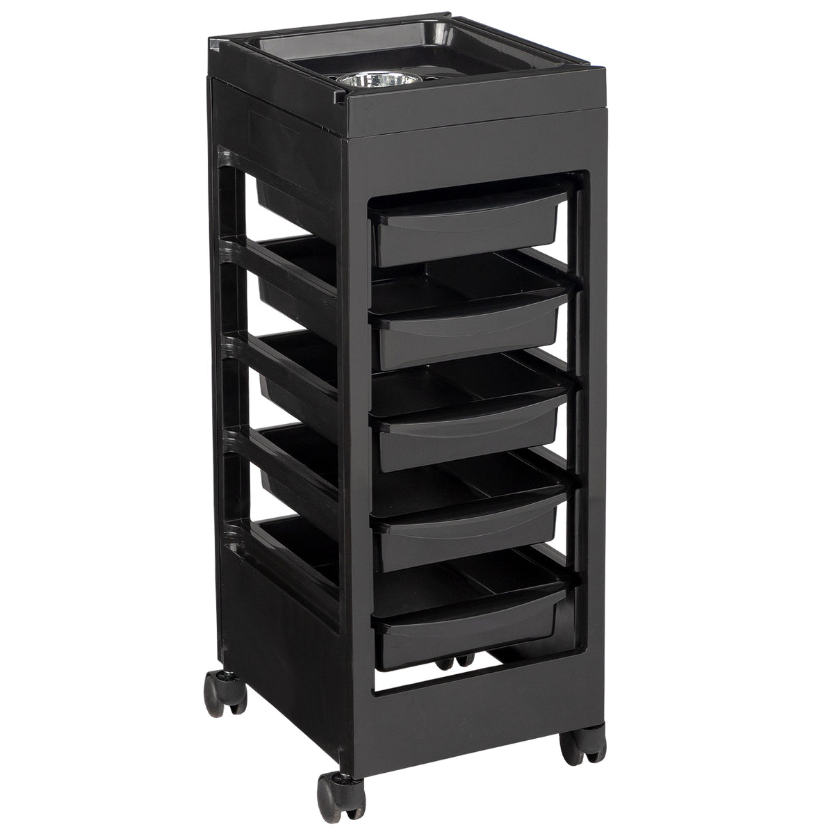 OmySalon Salon Trolley Cart with Wheels, 5 Drawers, Hair Dryer Holder