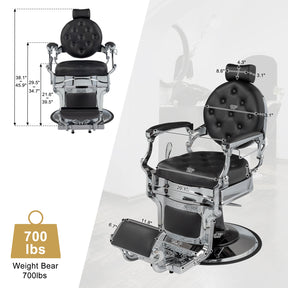 OmySalon BC1602 Vintage Style Heavy Duty Hydraulic Recline Barber Chair