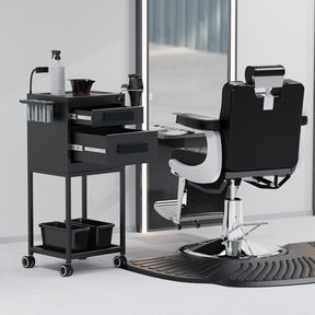 OmySalon ST1901 Metal Rolling Salon Trolley Cart w/2 Lockable Drawers 2 Magnetic Bowls 2 Storage Baskets