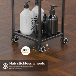 OmySalon Metal Rolling Salon Trolley Cart w/2 Lockable Drawers 2 Magnetic Bowls 2 Storage Baskets