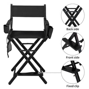 Omysalon 24in Directors Chair Folding Artist Makeup Chair Black