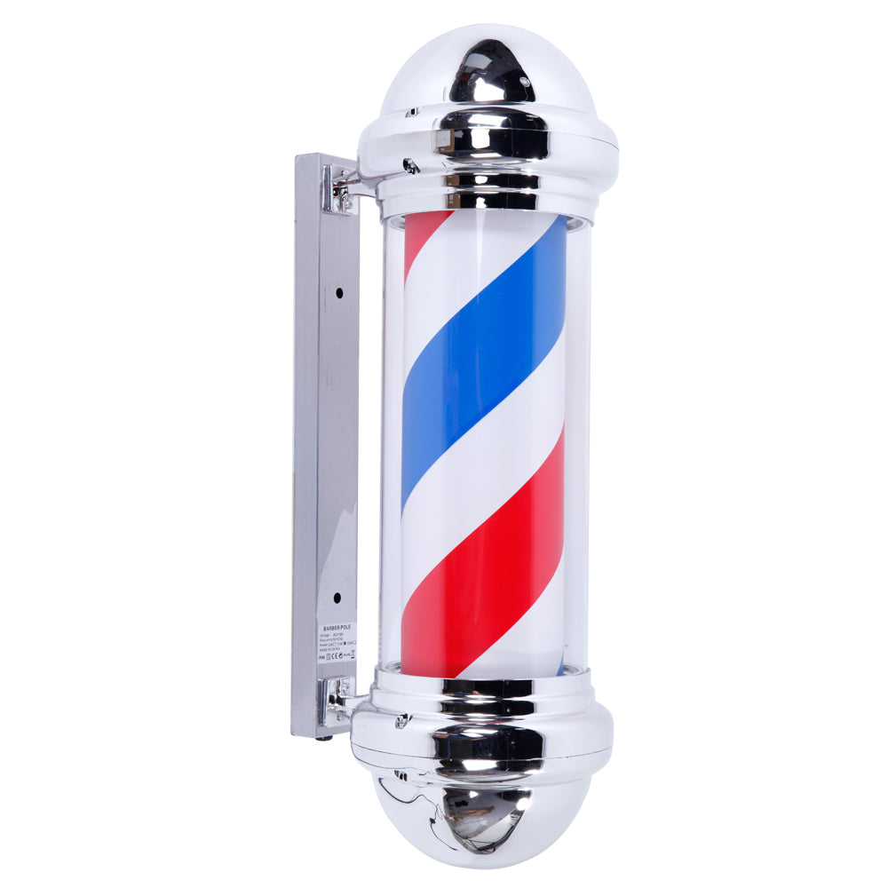 OmySalon 28in Barber Pole Light Rotating Red White Blue LED Strips Barber Shop Light