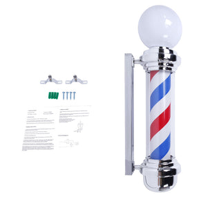 OmySalon 32in Classic Style Barber Pole LED Light with Rotating Red White Blue LED Strips
