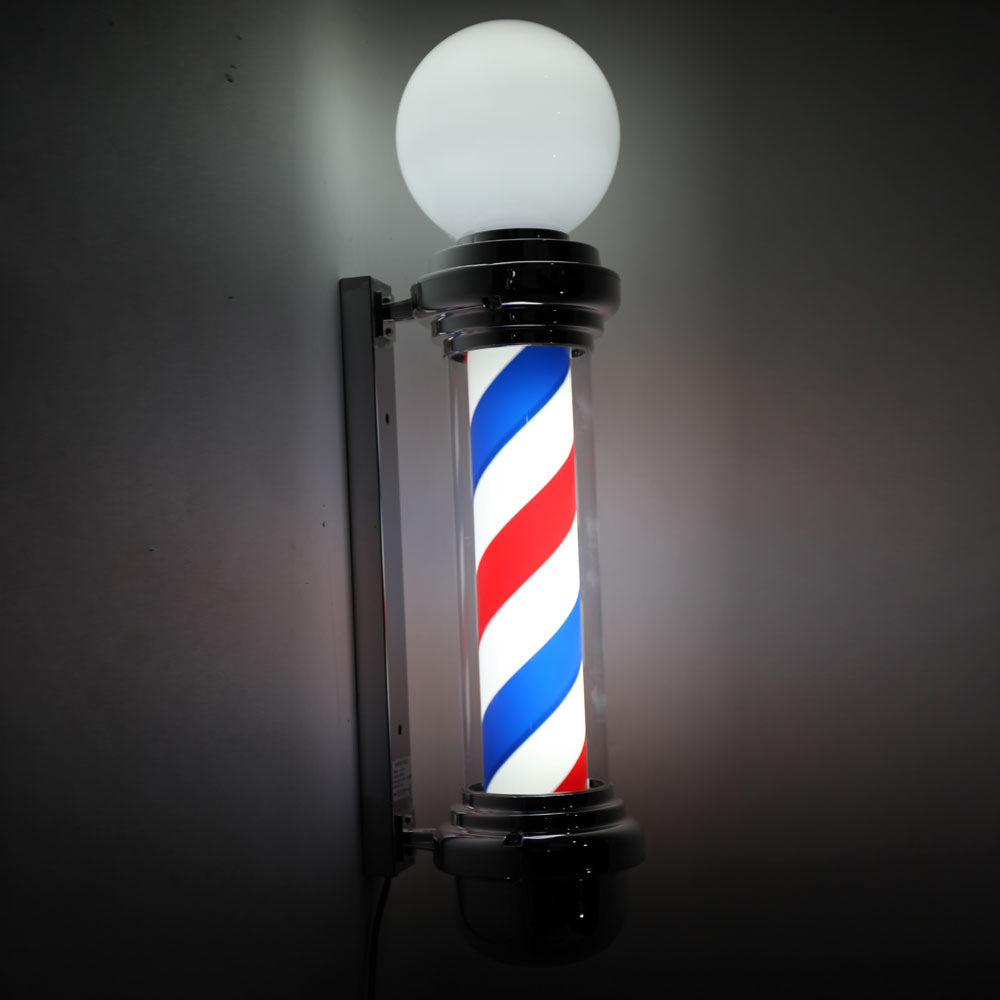 OmySalon 32in Barber Pole Light Rotating Red White Blue LED Strips Barber Shop Light