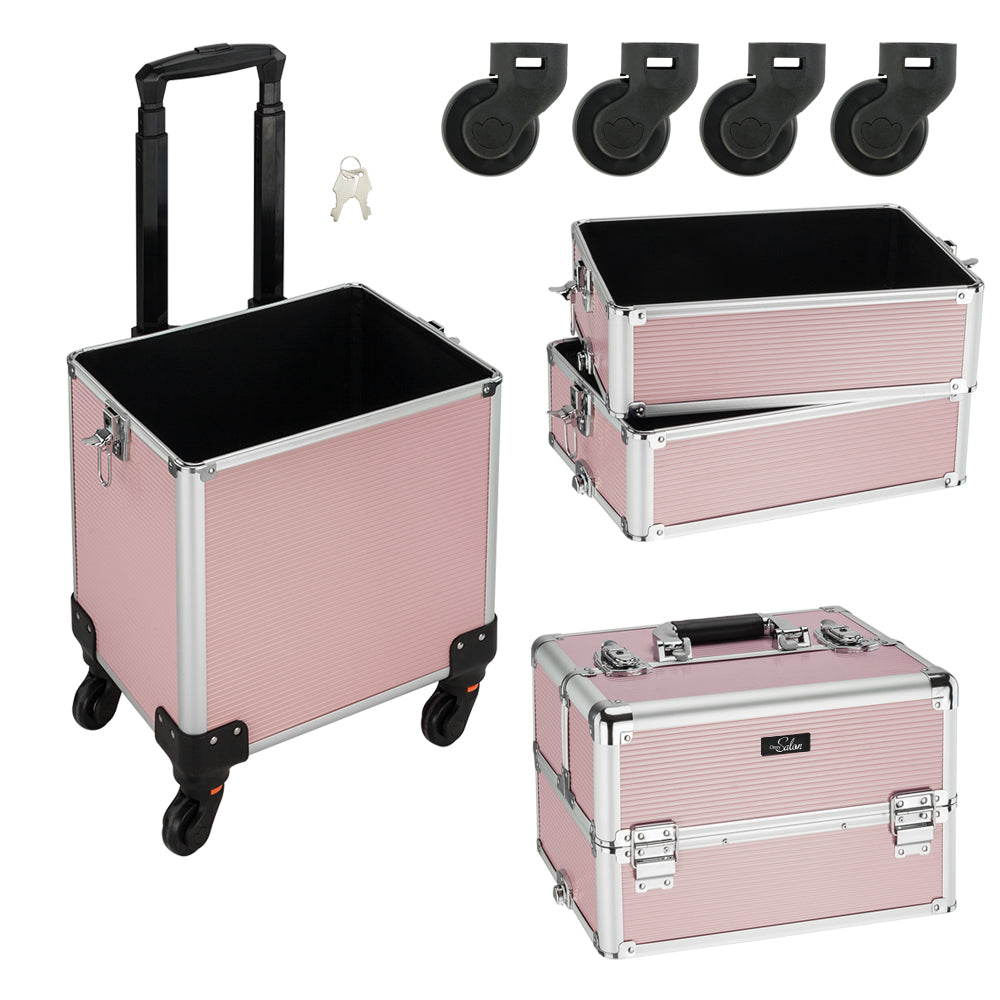 Aluminum Makeup Train Case Pink Black