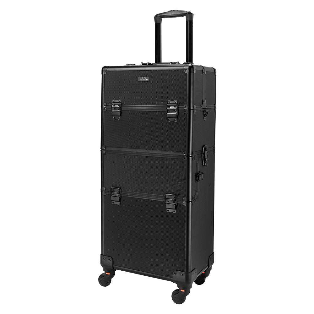 Omysalon MF-MCA201B Aluminum 2-in-1 Makeup Train Case Black