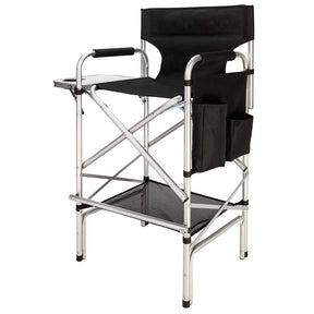 Omysalon 31in Tall Directors Chair Portable Foldable Makeup Artist Chair with Side Table Storage Bag Black