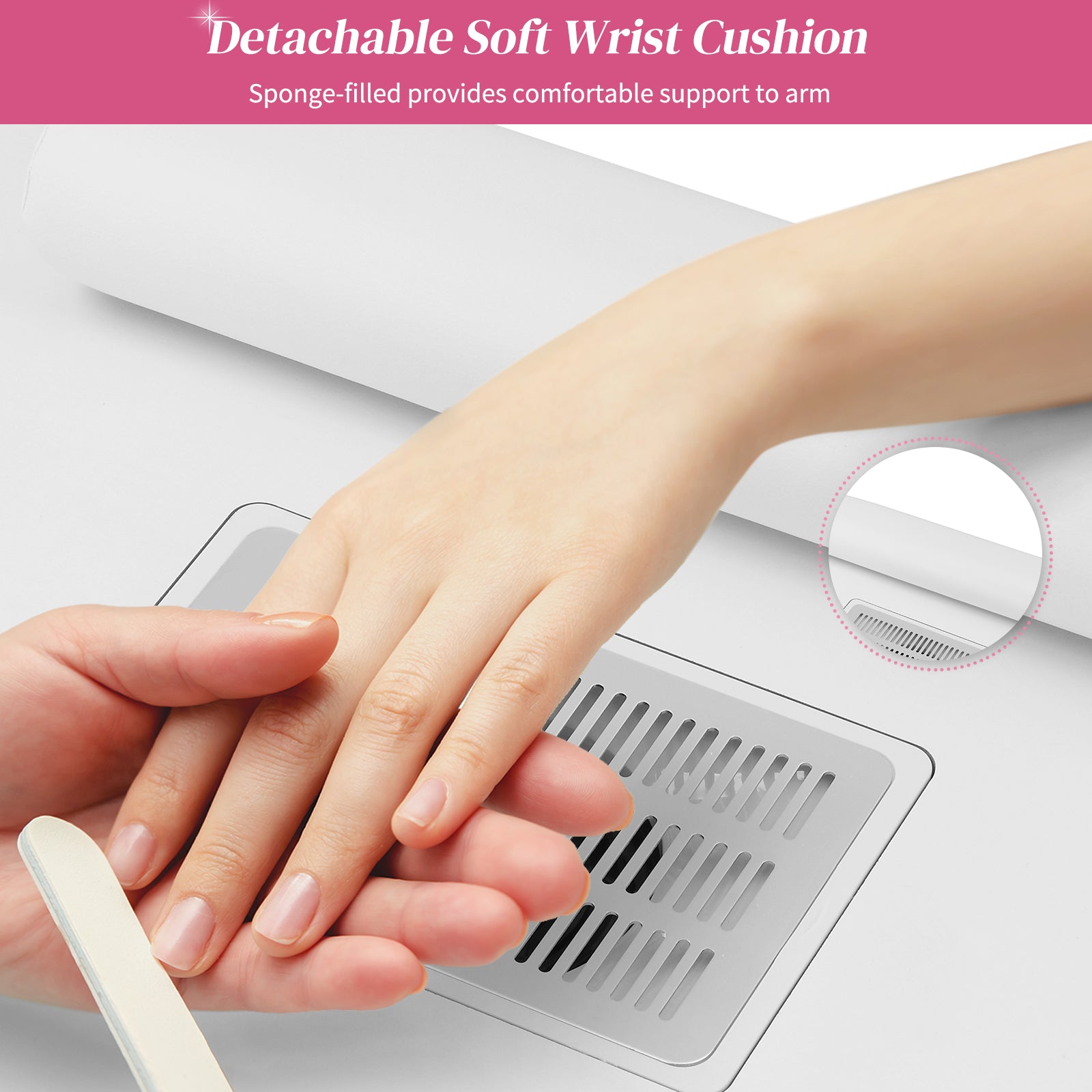 Omysalon Manicure Table Nail Desk w/Electric Downdraft Vent Black/White/Pink