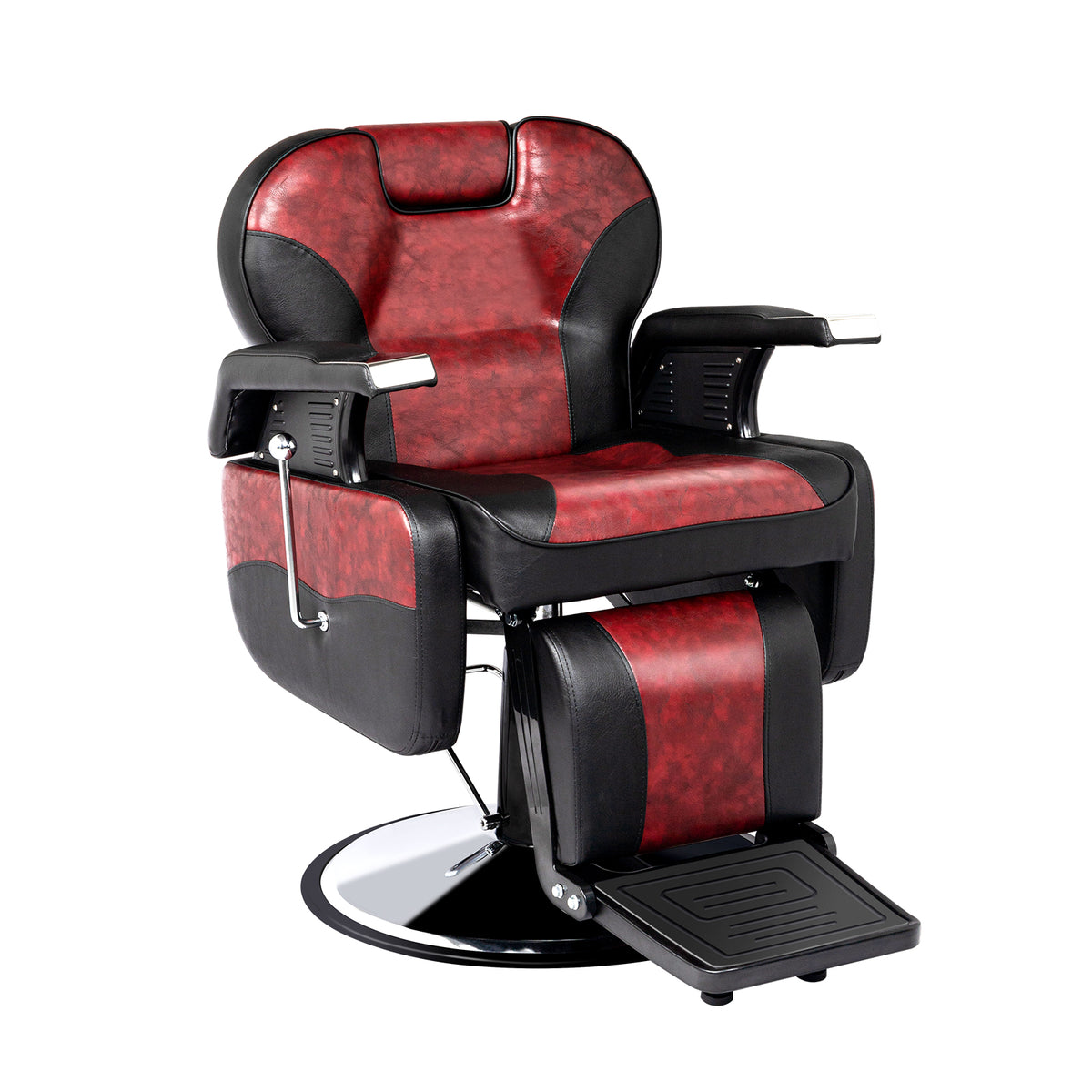 OmySalon BC1201 Classical Style Heavy Duty Hydraulic Reclining Barber Chair Black & White/Black & Red