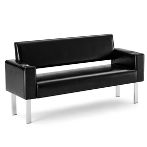 OmySalon Waiting Room Bench Reception Bench with 2 Cup Holders Black