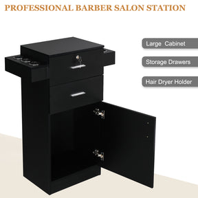 OmySalon Wooden Salon Barber Cabinet with Lock for Hair Stylist Hairdresser