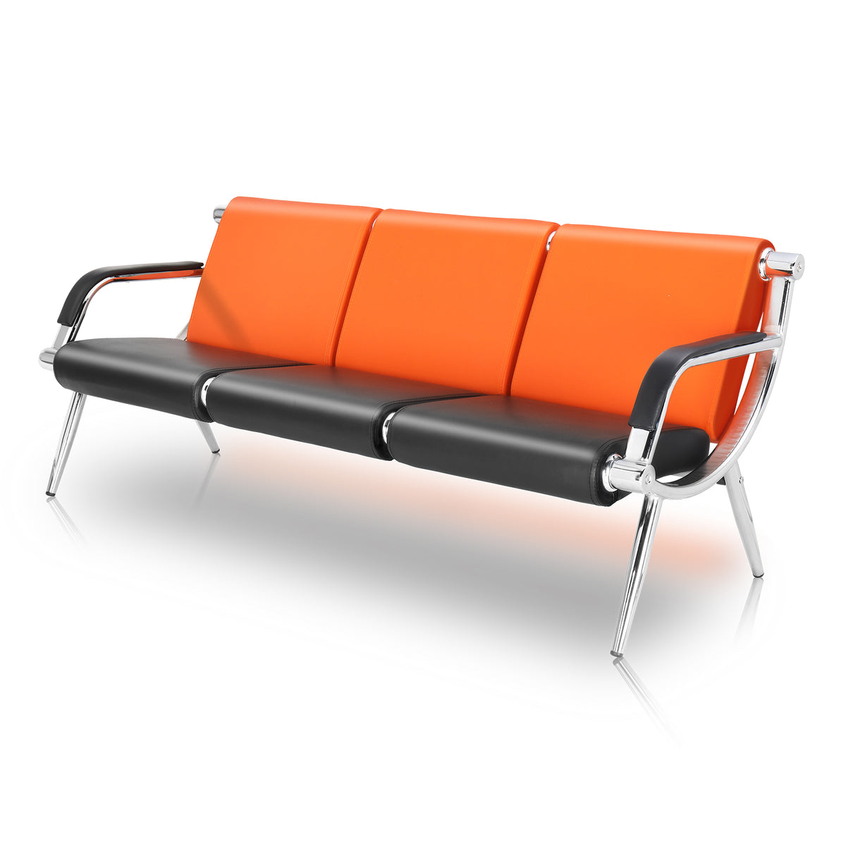 OmySalon Waiting Room Reception Bench with Armrest Orange