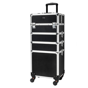 Omysalon MCA401 4-in-1 Aluminum Lockable Rolling Makeup Cosmetic Organizer Train Case
