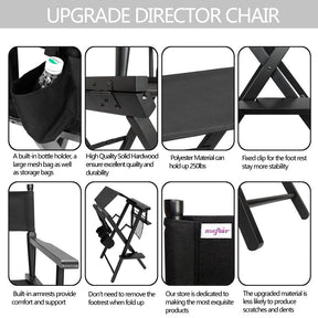 Omysalon 31in Director's Chair Folding Artist Makeup Chair