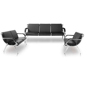 OmySalon C8 Waiting Room Reception Bench with Backrest & Armrest for Beauty Barber Salon SPA Clinic Office Airport Bank