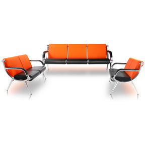 OmySalon Waiting Room Reception Bench with Armrest Orange