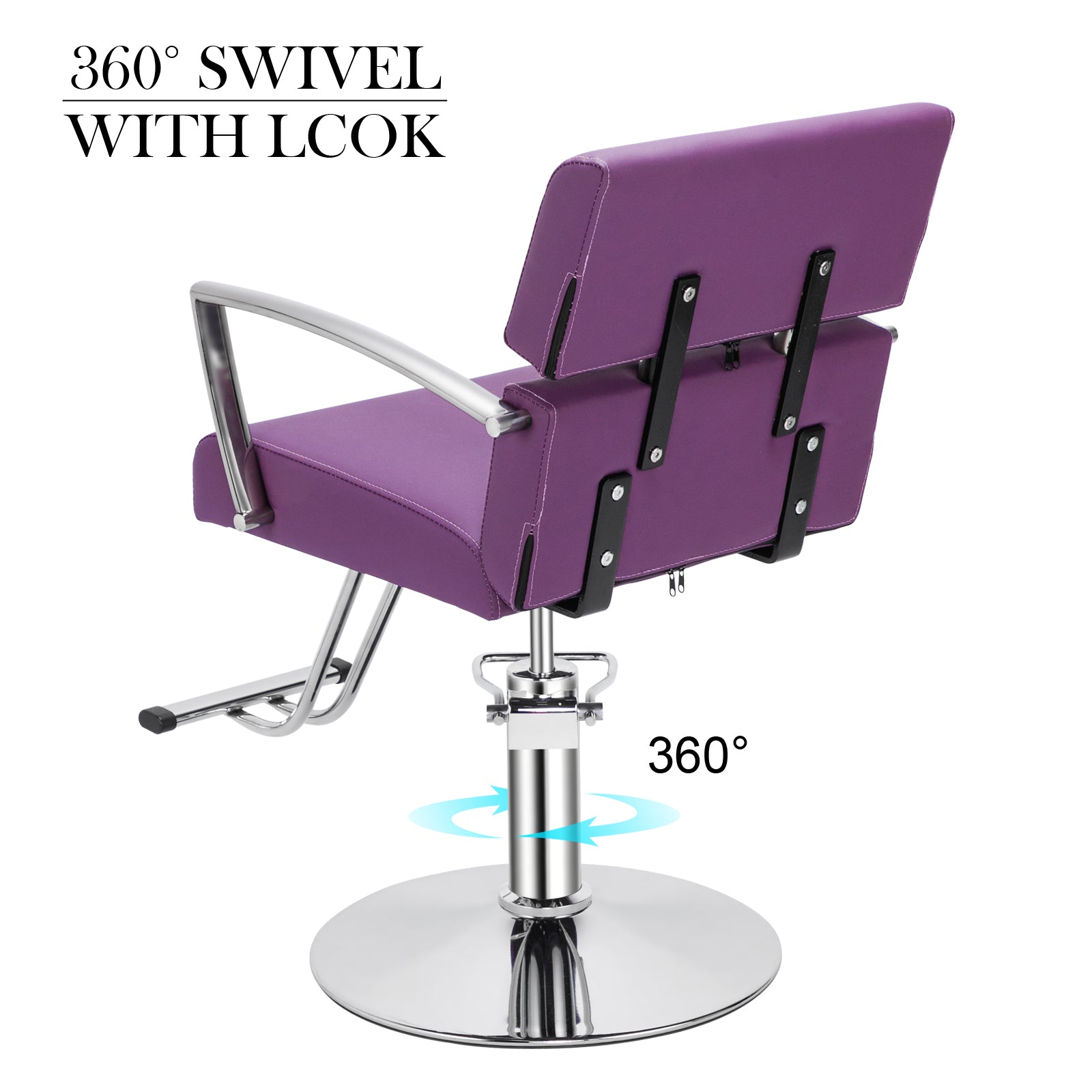 OmySalon SC01 Hydraulic 360-Degree Swivel Hair Stylist Salon Chair Black/White/Pink/Rose Gold/Purple