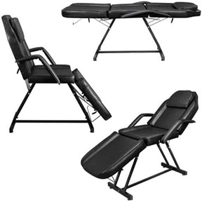 OmySalon 73in Facial Massage Bed Adjustable Spa Bed Tattoo Chair w/Barber Stool Black/White/Pink