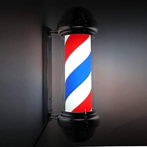 OmySalon 28in Barber Pole Light Rotating Red White Blue LED Strips Barber Shop Light