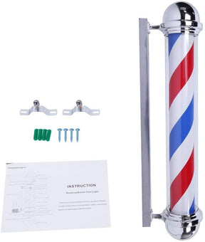 OmySalon 36in Barber Pole Light Rotating Red White Blue LED Strips Barber Shop Light