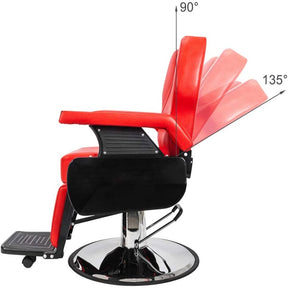 OmySalon Barber Chair Hydraulic Reclining Salon Chairs Heavy Duty Styling Chair with 360 Degree Swivel Red