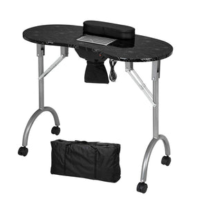 OmySalon Portable Foldable Nail Manicure Table w/Electric Dust Collector & Wrist Rest