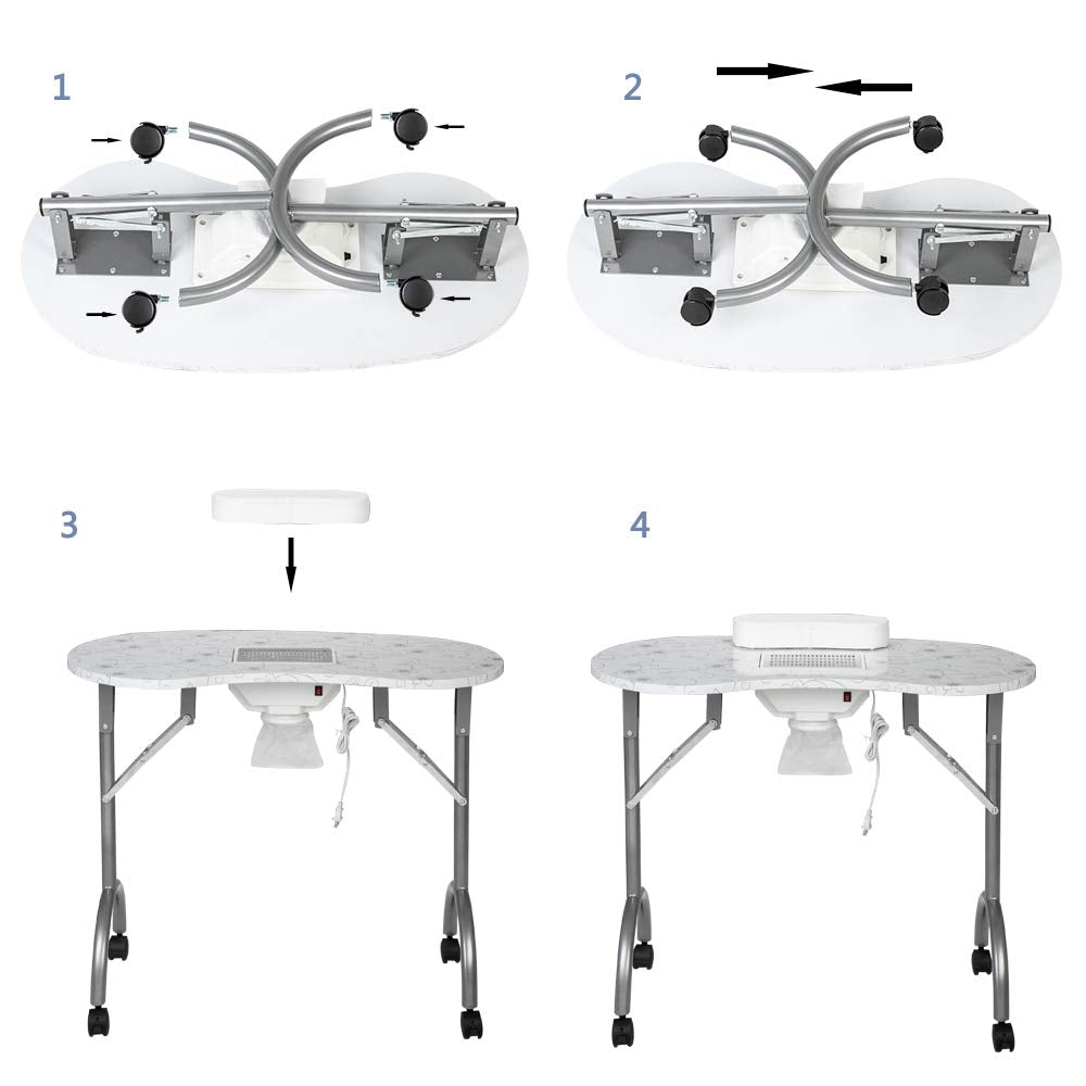 UBesGoo 4 Removable Drawers Professional Nail Table with Fan,White -  Walmart.com