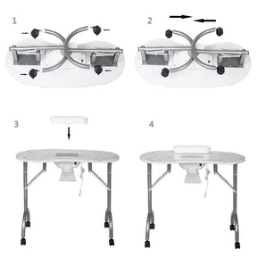 OmySalon FMT Portable Foldable Nail Manicure Table w/Electric Dust Collector & Wrist Rest