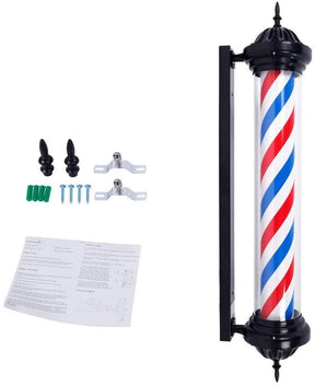 OmySalon 41in Rome Style Barber Pole LED Light with Rotating Red White Blue LED Strips