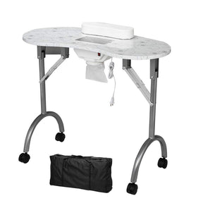 OmySalon FMT Portable Foldable Nail Manicure Table w/Electric Dust Collector & Wrist Rest