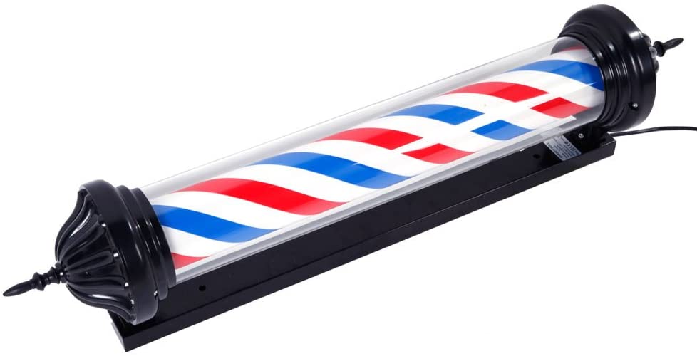 OmySalon 41in Barber Pole Light Rotating Red White Blue LED Strips Barber Shop Light