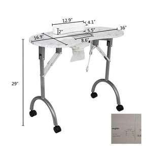 OmySalon Portable Manicure Table Foldable Nail Desk White/Black