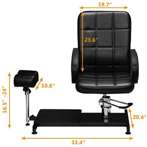 OmySalon PC-B Pedicure Unit with Hydraulic Chair & Foot Rest Black