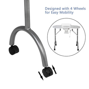 OmySalon FMT Portable Foldable Nail Manicure Table w/Electric Dust Collector & Wrist Rest